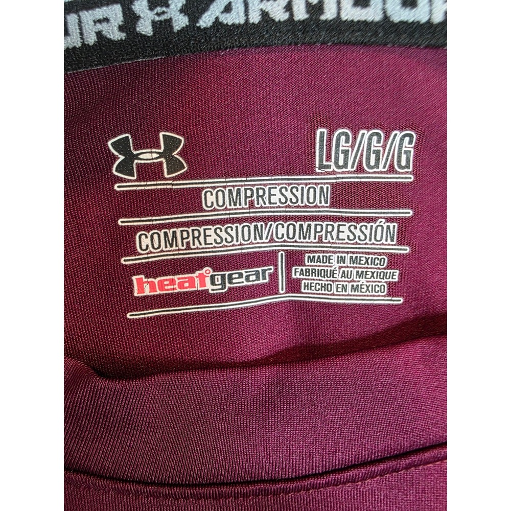 Under Armour Mens HeatGear Compression Shirt Long Sleeve Maroon Burgundy Large - Picture 4 of 9